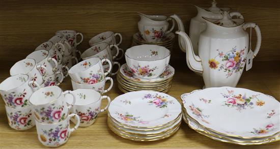 A Royal Crown Derby floral-decorated part tea service